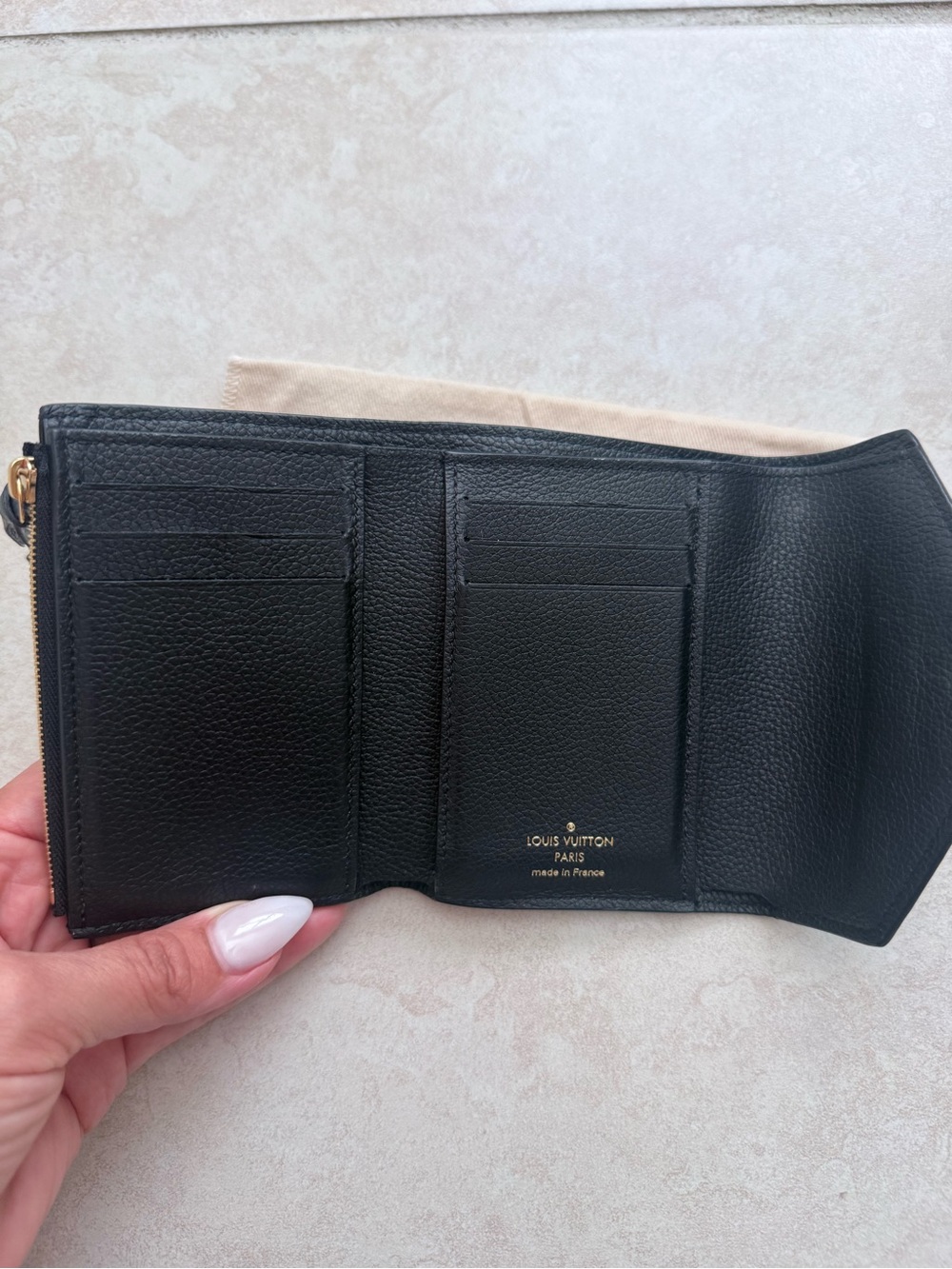 Louis Vuitton Black Monogram Embossed Victorine Wallet with Gold Snap - Picture 8 of 11